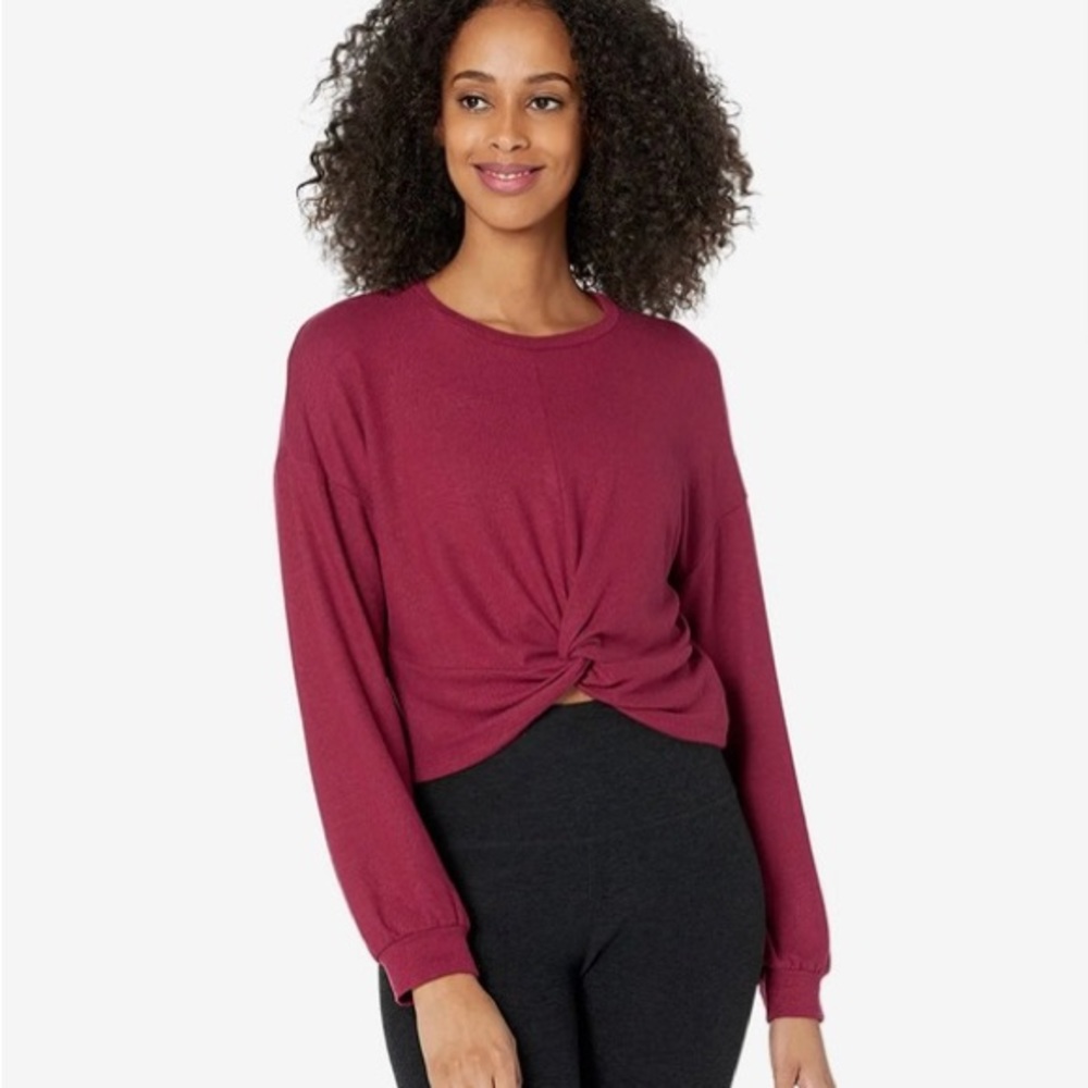 NWT Beyond yoga turn inward crop long sleeve top relaxed sweater dark red large
